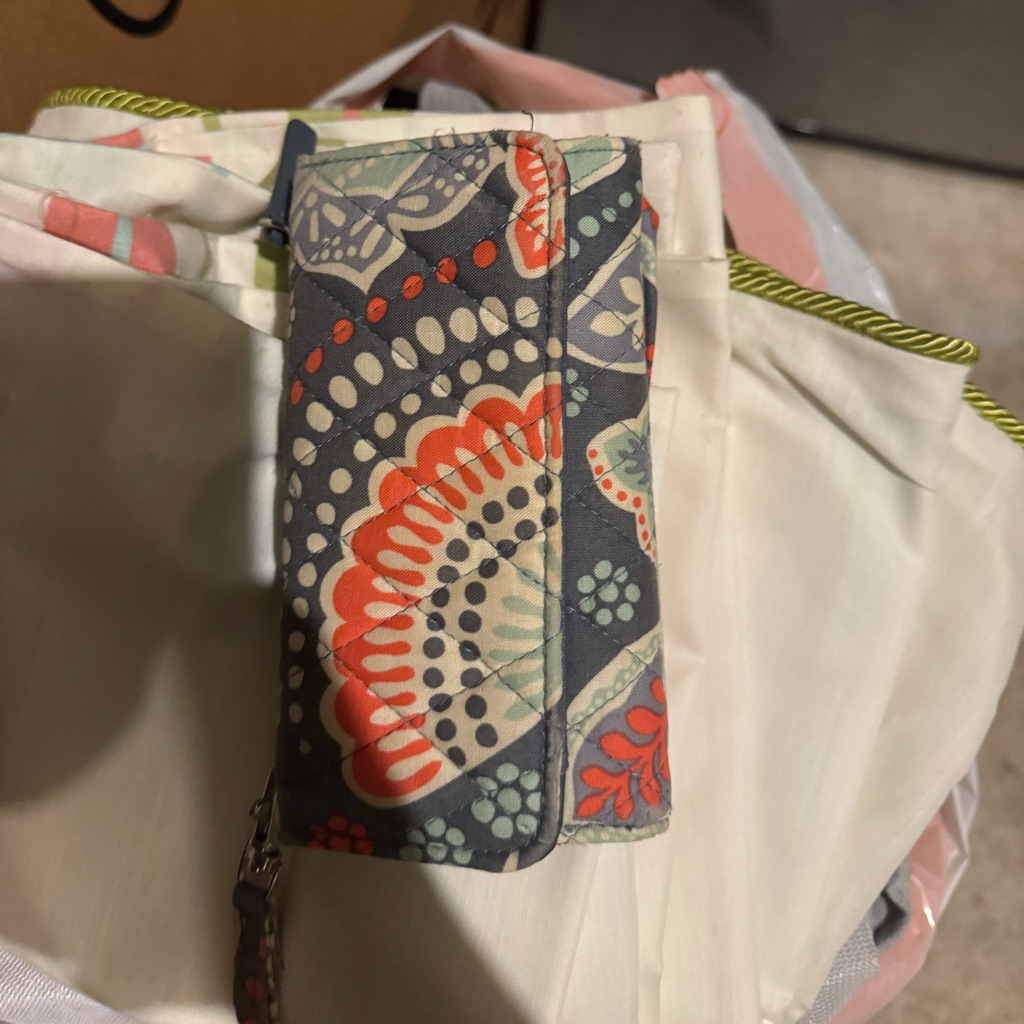 Teal, White, Orange And Grey Wrist Wallet From Vera Bradley